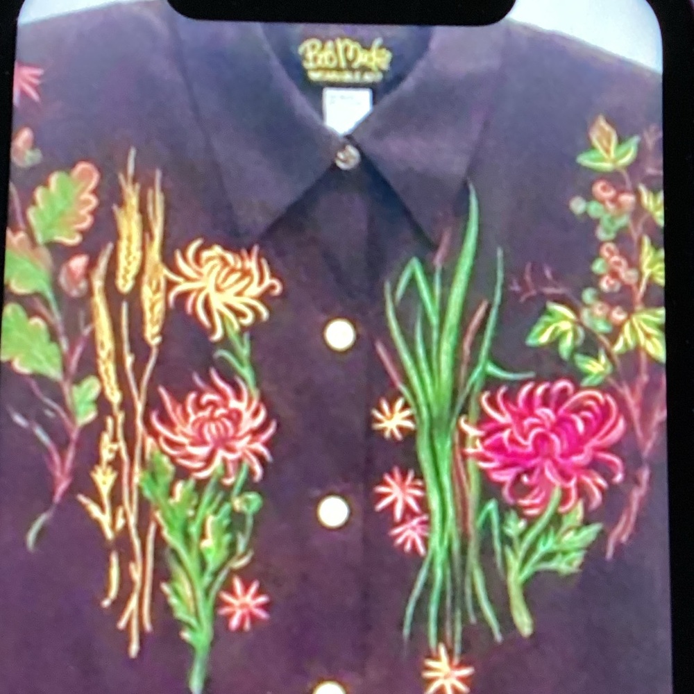 Bob Mackie Dark Brown Wearable Art Shirt - image 1